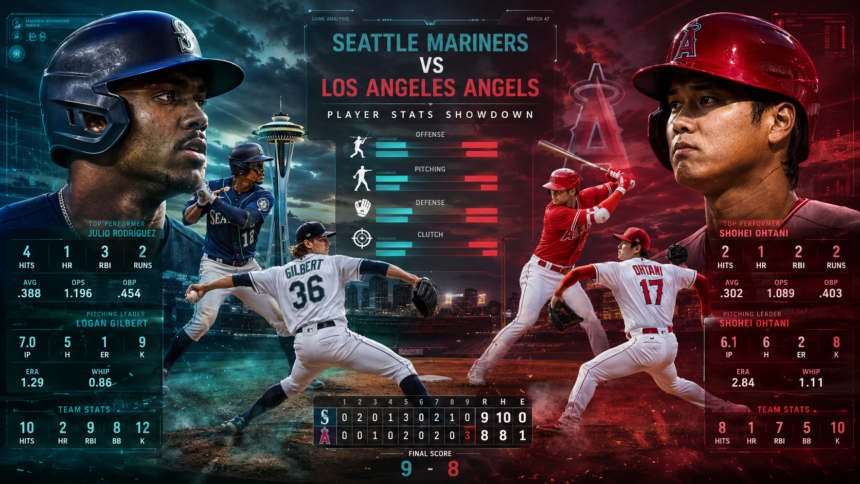 seattle mariners vs los angeles angels match player stats