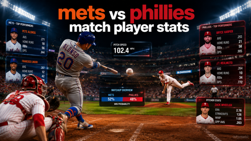 mets vs phillies match player stats​