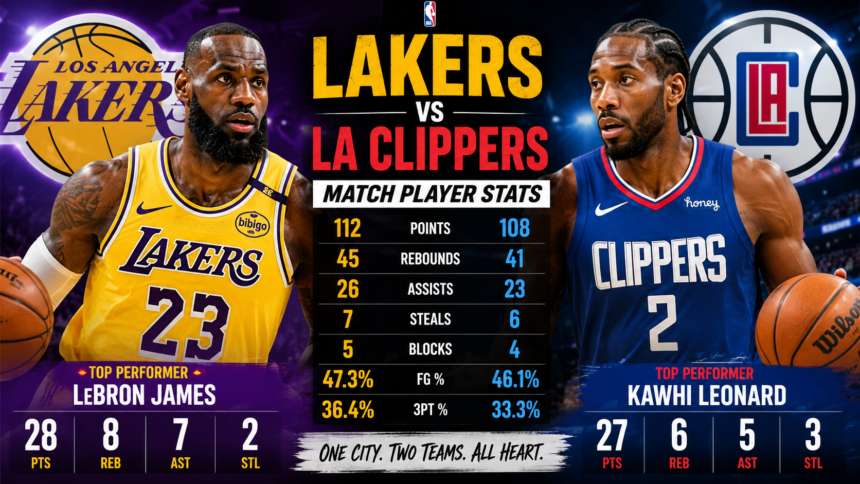lakers vs la clippers match player stats lakers vs la clippers match player stats