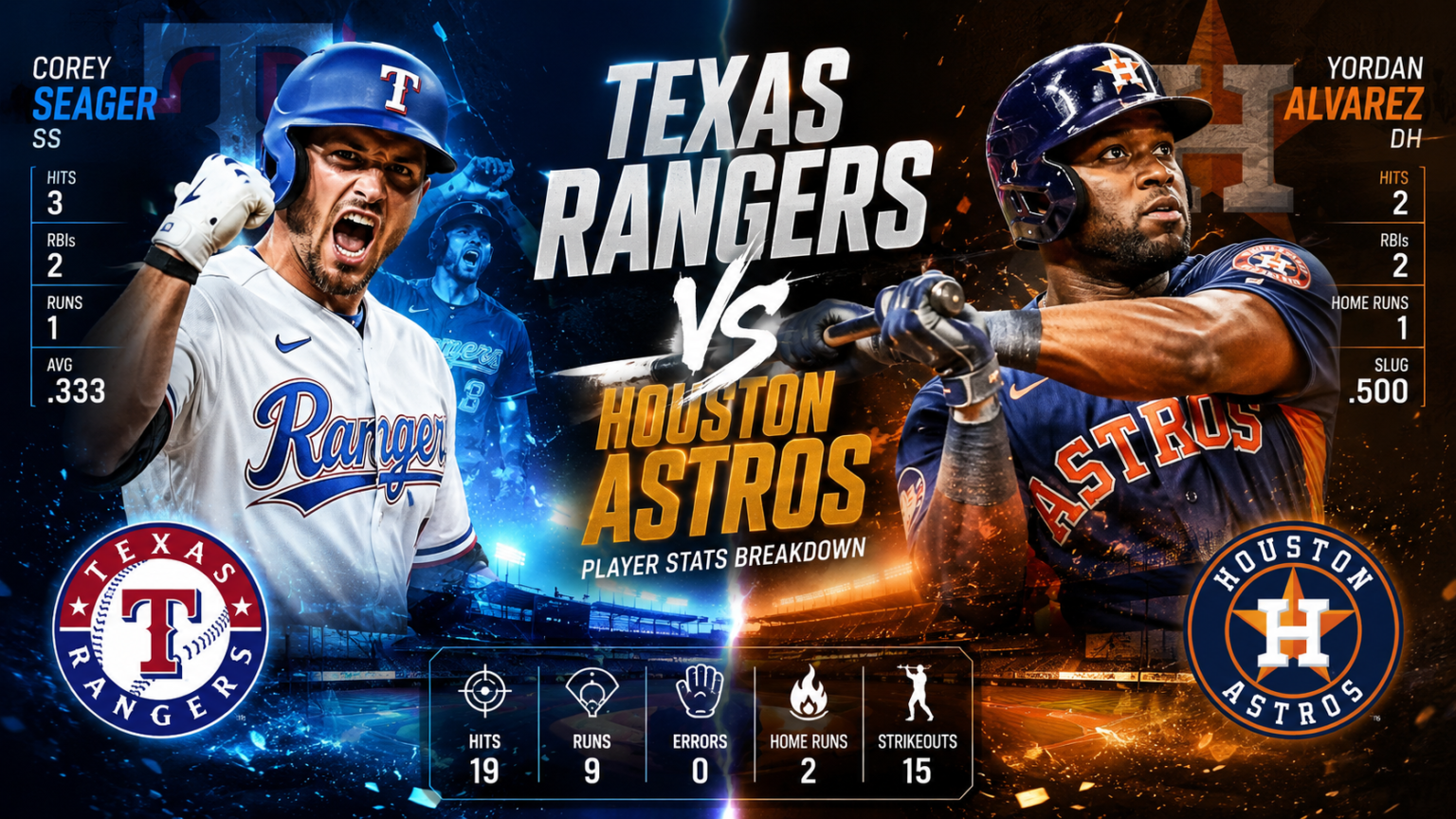 texas rangers vs houston astros match player stats​
