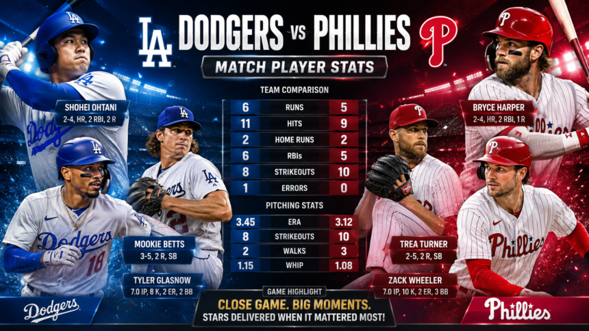 dodgers vs phillies match player stats dodgers vs phillies match player stats