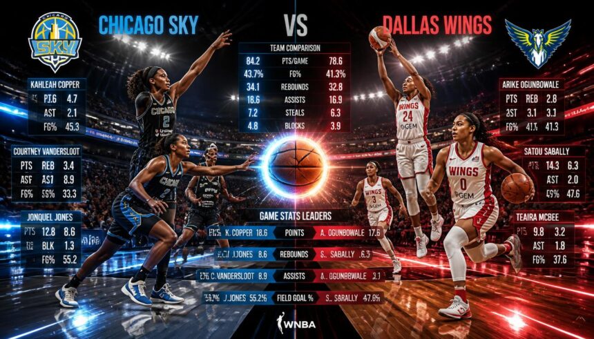 chicago sky vs dallas wings match player stats